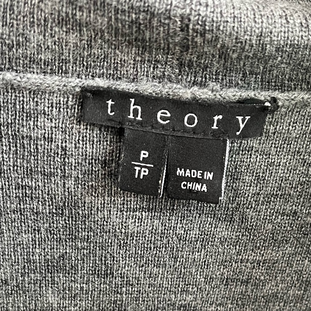 Theory Grey Trincy Evian Wool Draped Open Front C… - image 2